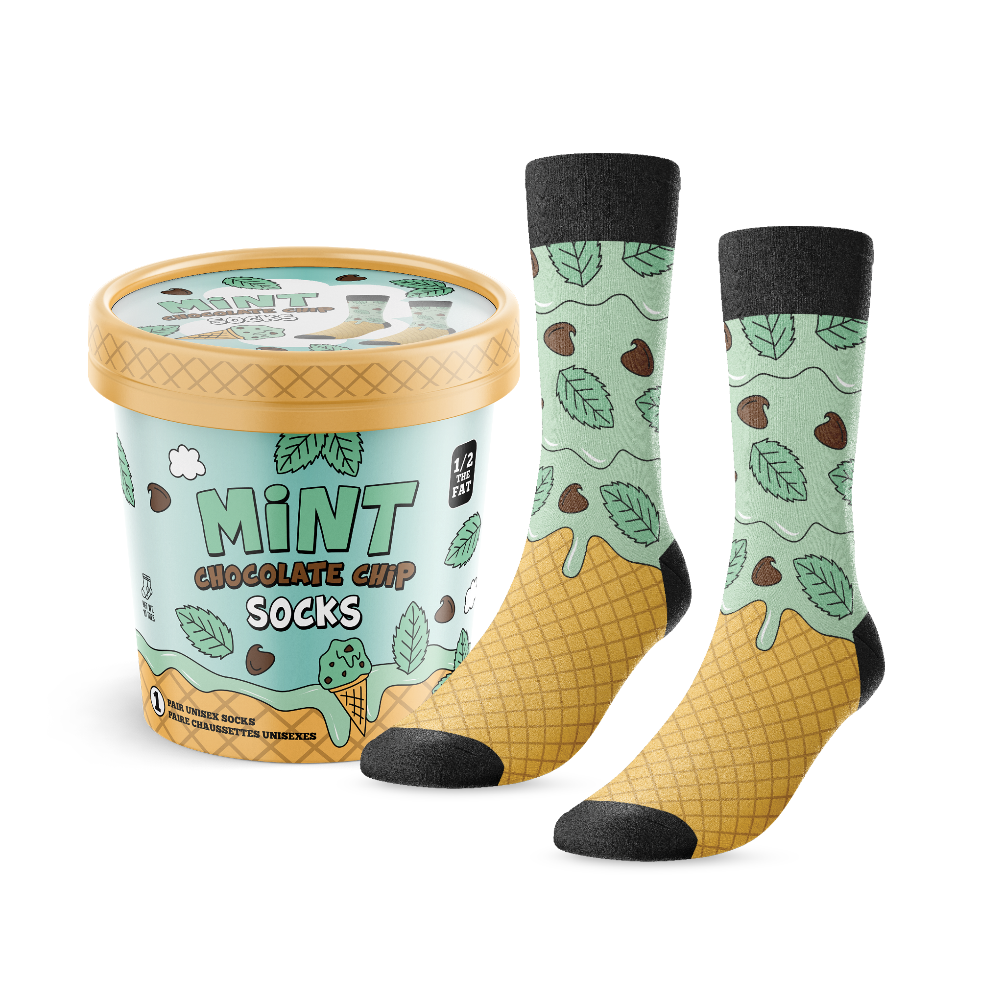 Mint Chocolate Chip Ice Cream Socks - Main and Local