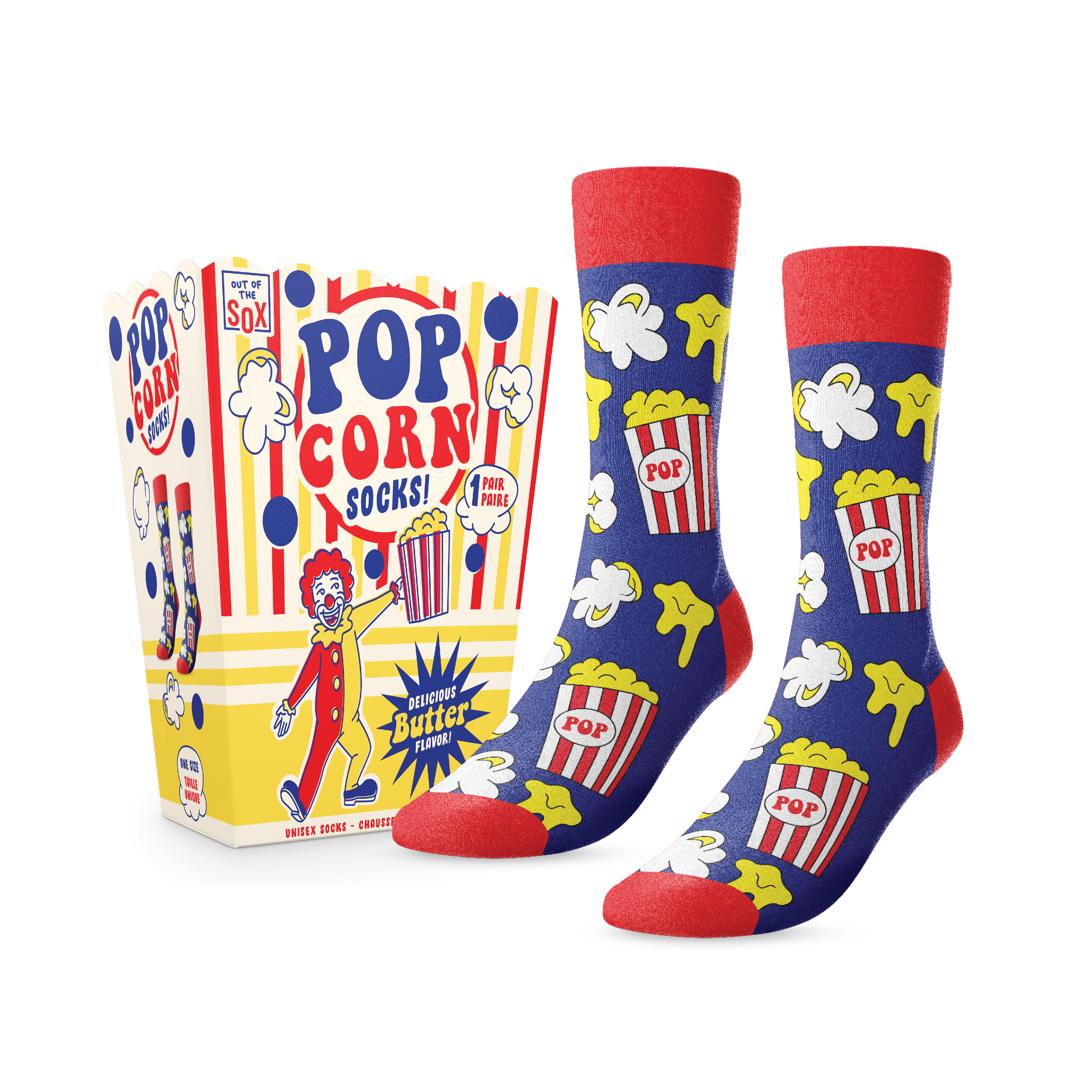 Butt'r Popcorn Socks - Main and Local