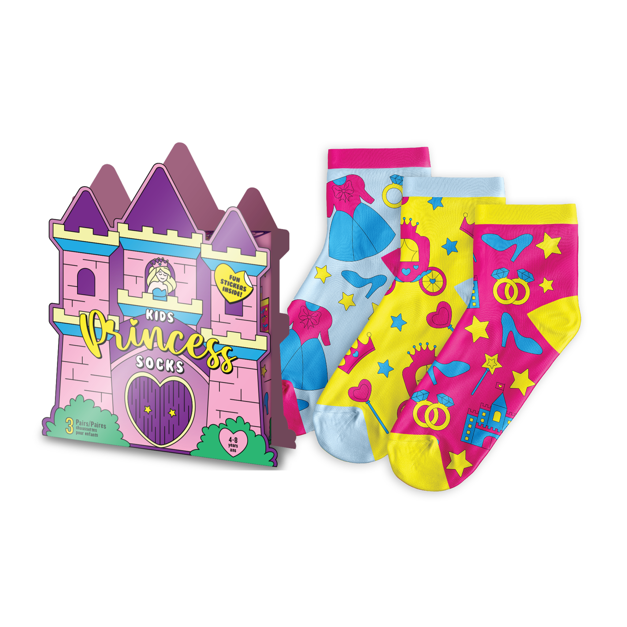 Kids' 3-Pack Princess Socks - Main and Local