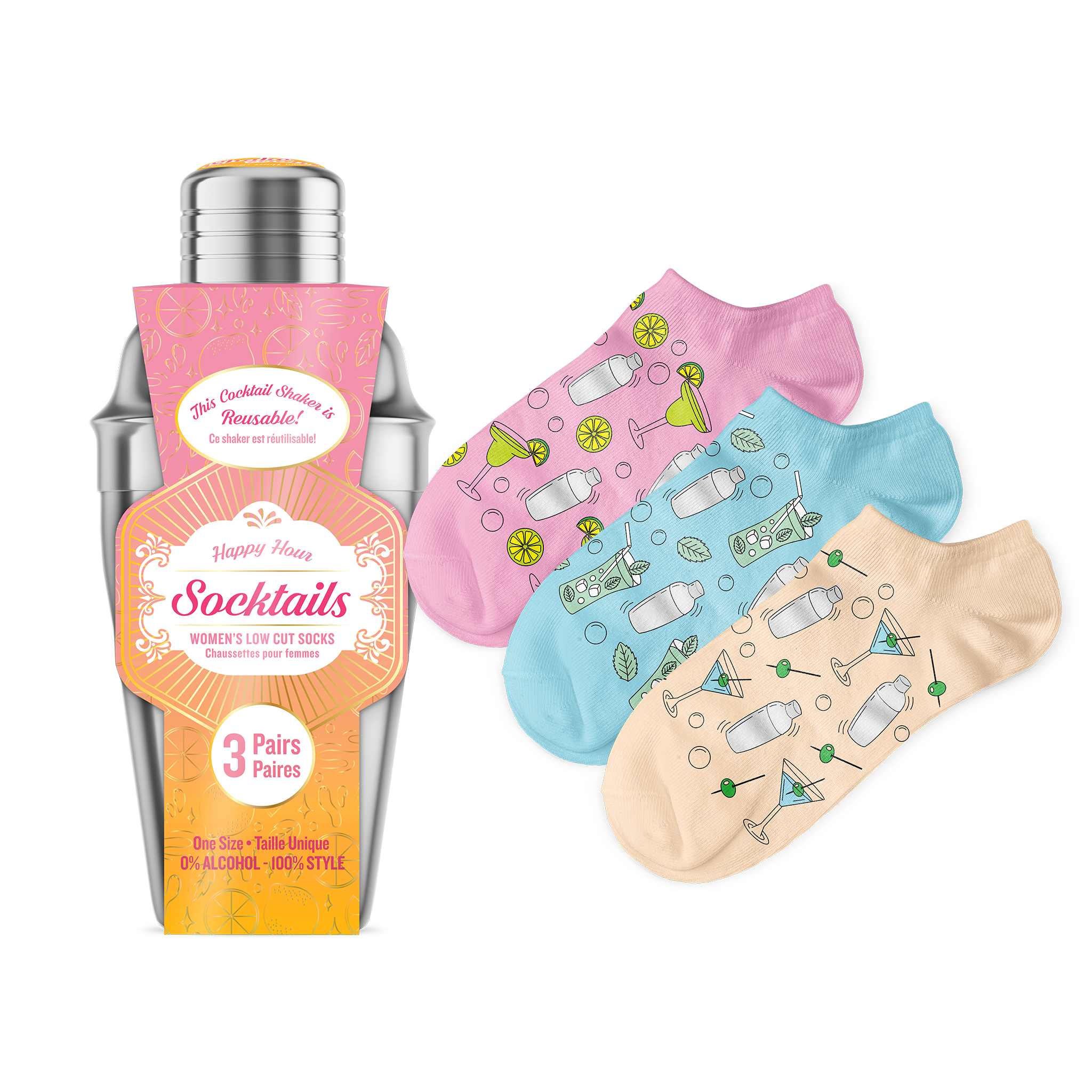 Women's 3-Pack Socktail Socks - Main and Local